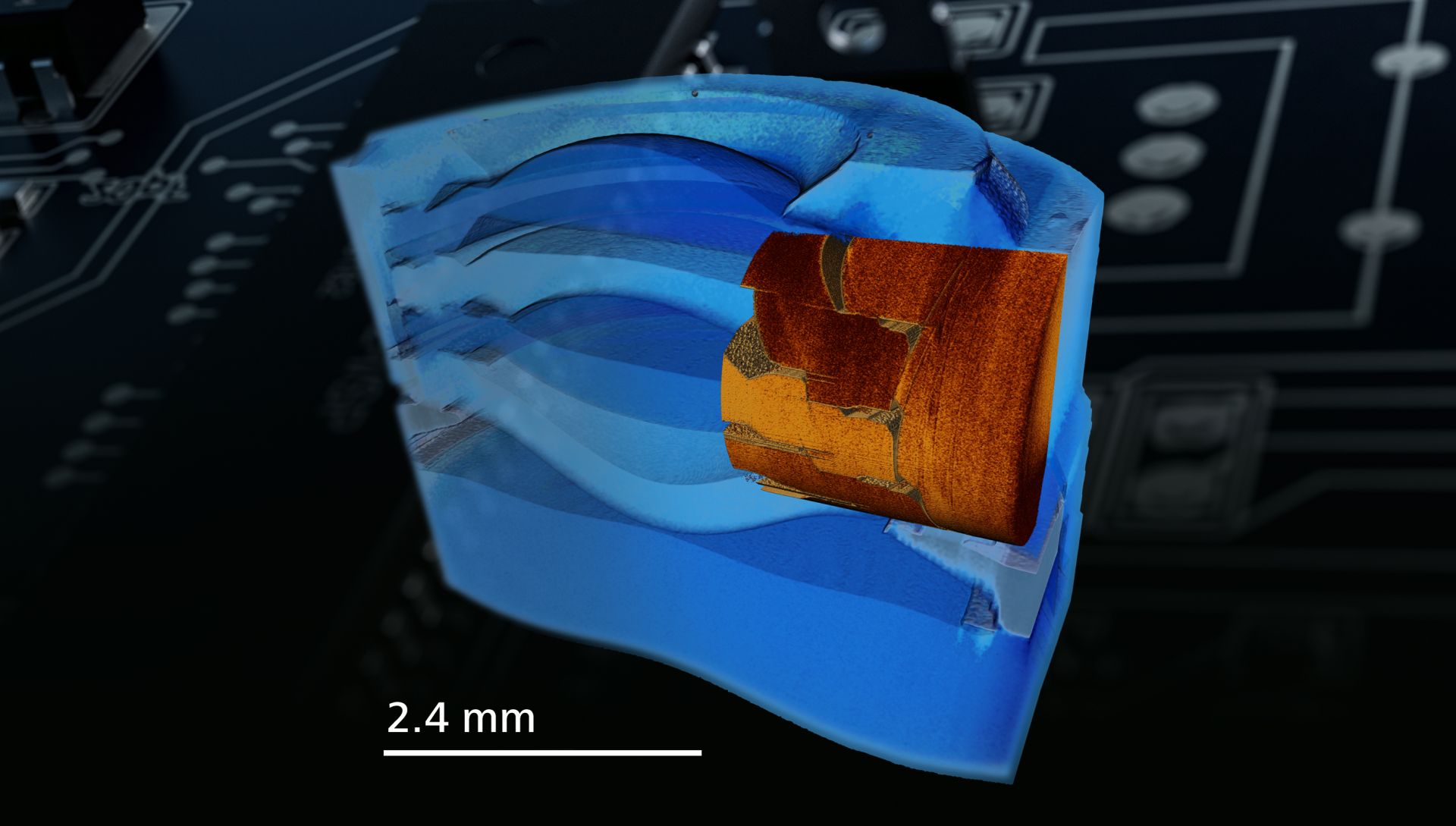 Mobile phone camera lens assembly imaged by ZEISS Xradia 520 Versa microscope.